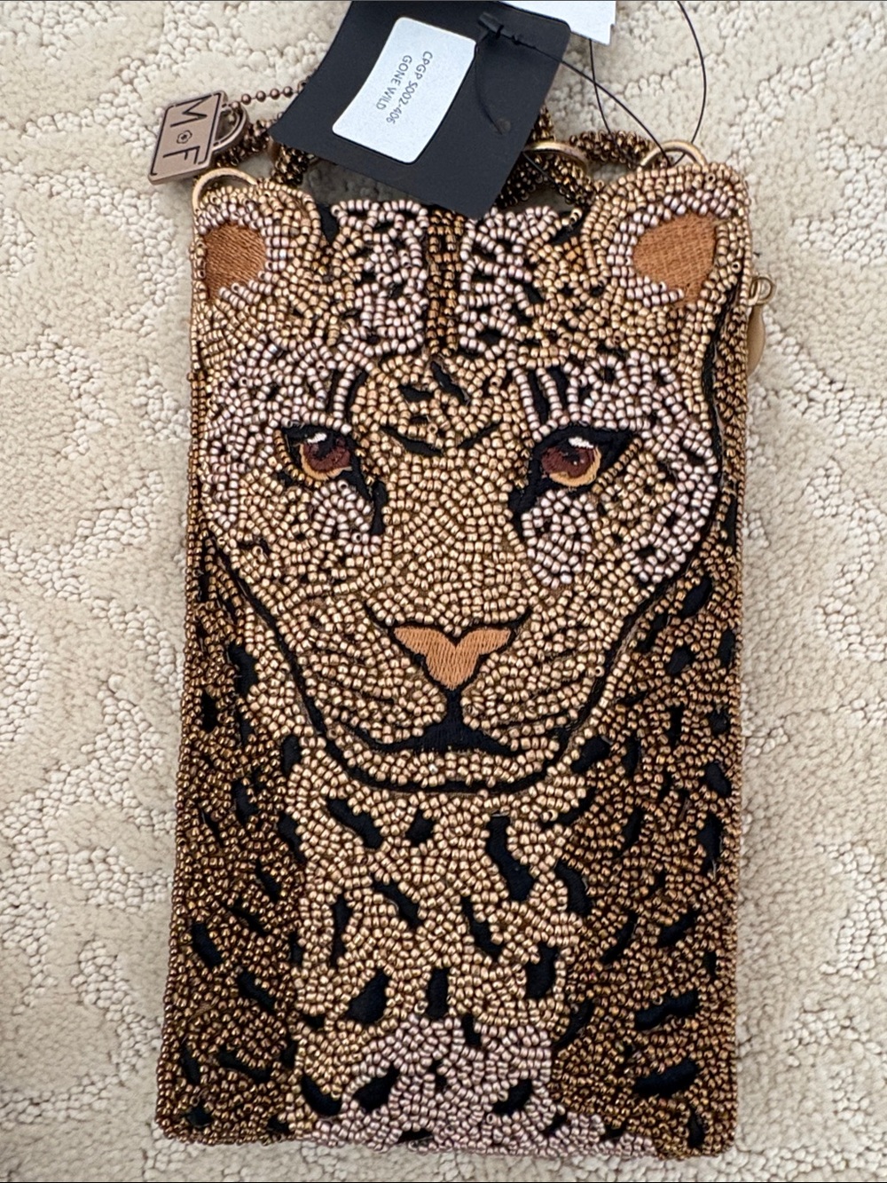 Mary Frances Beaded Leopard Crossbody in Gold and Black - Picture 2 of 4